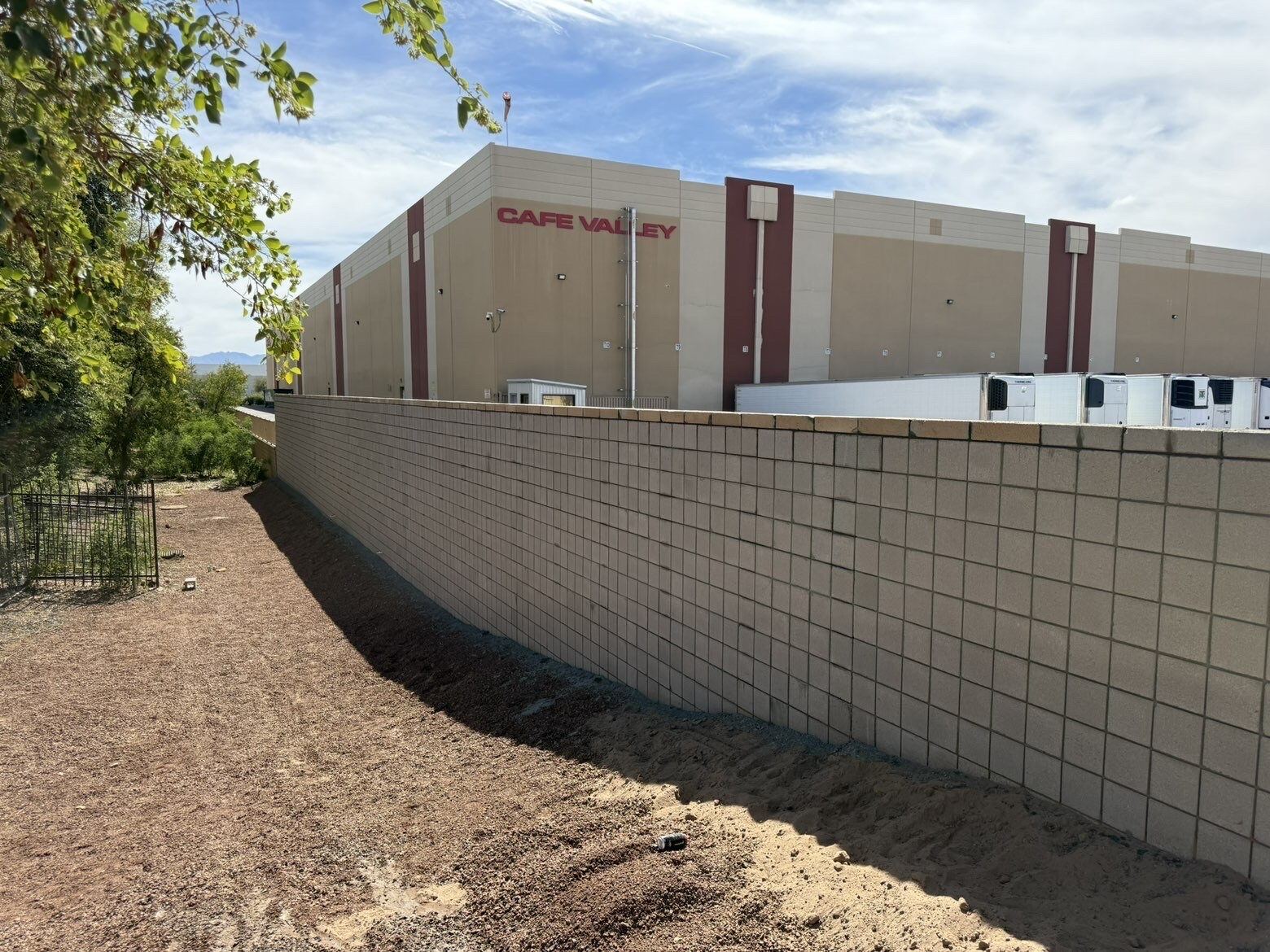 Commercial perimeter wall, food production facility, Phoenix Metro, AZ