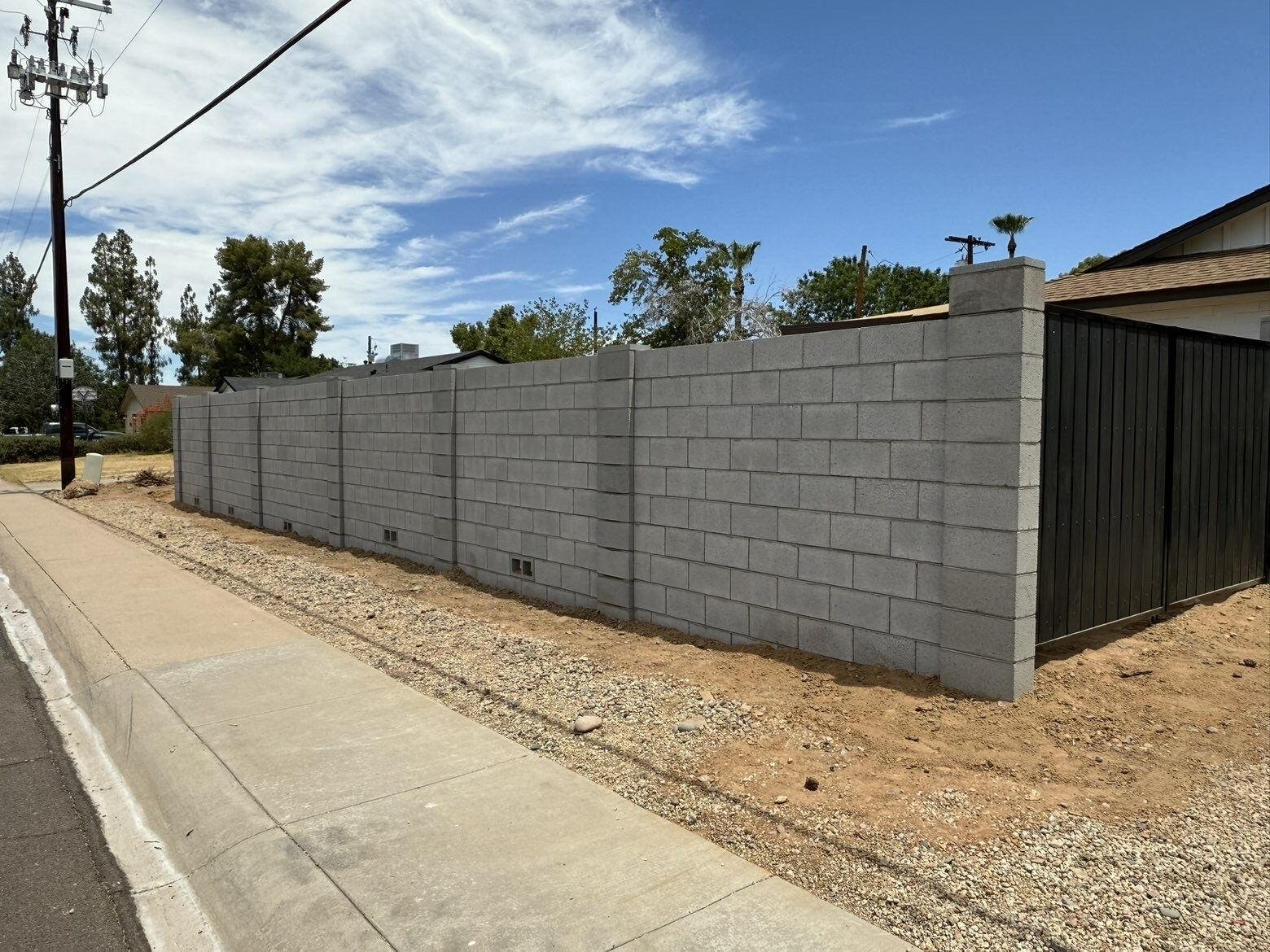 Full-height privacy wall with pilasters, Phoenix Metro, AZ