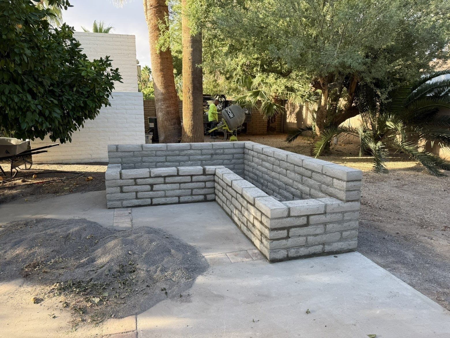 Veneered seat wall and BBQ island shell, Phoenix Metro, AZ
