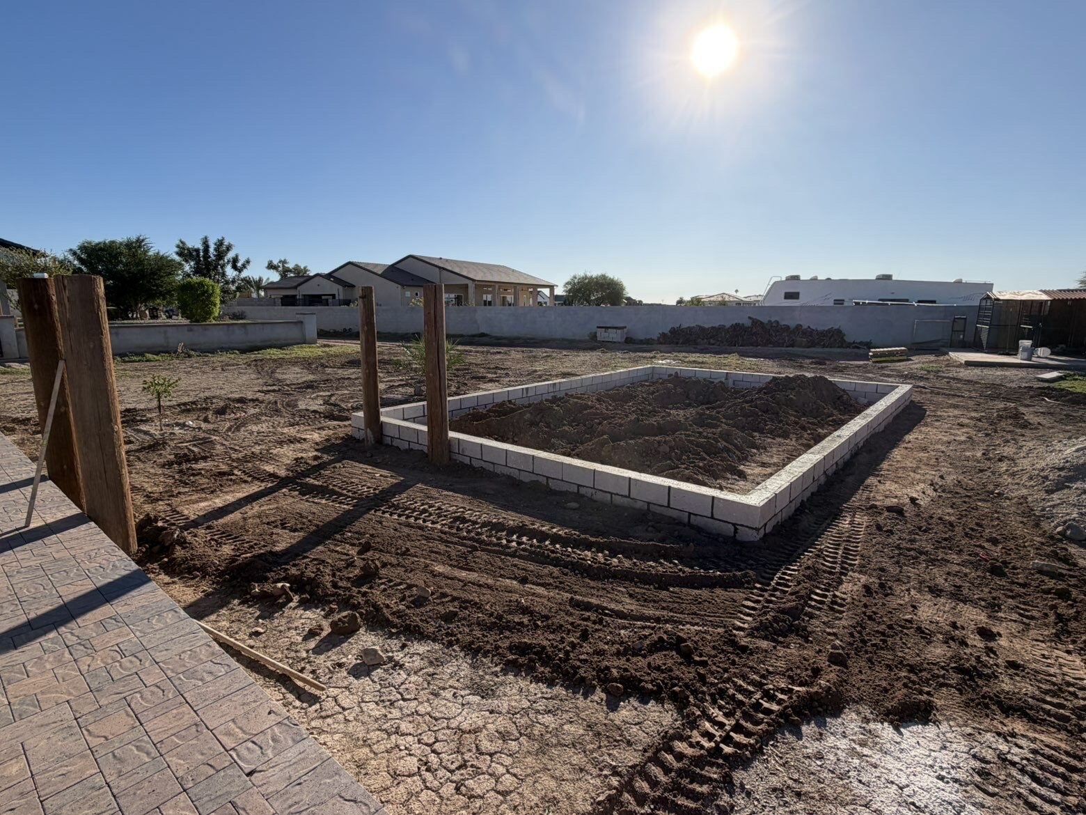 Block footprint laid out for a new structure, Phoenix Metro, AZ